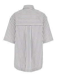 Ami Paris Women White Shirt With Classic Collar And All-Over Striped Pattern In Cotton For Women