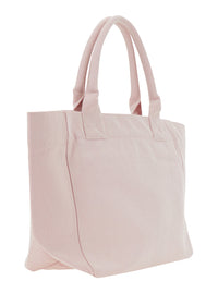 GANNI Ganni Women 'Trapeze Medium' Pink Tote Bag With Logo Lettering And Print On The Front In Cotton For Women