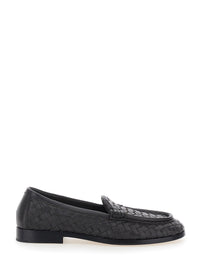 Bottega Veneta Women 'Silenzio' Brown Loafers With Rounded Toe And Intreccio Motif In Leather For Women