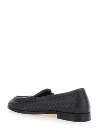 Bottega Veneta Women 'Silenzio' Brown Loafers With Rounded Toe And Intreccio Motif In Leather For Women