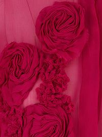 DRIES VAN NOTEN Dries Van Noten Women Fuchsia Shirt With Mandarin Collar And 3D Floral Embroidery All-Over In Silk For Women