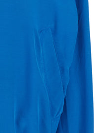 Versace Women Blue Bomber Jacket With Ribbed Collar And Logo On The Back In Silk For Men