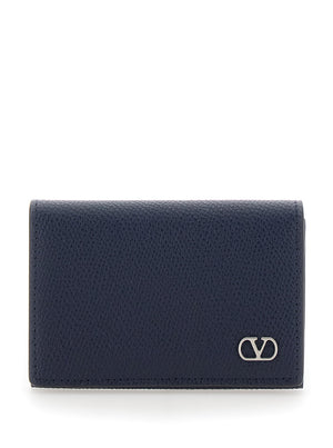 Valentino Garavani Men Black Card Holder With Vlogo Plaque On The Front In Grained Leather For Men image