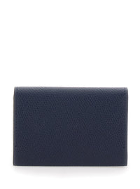Valentino Garavani Men Black Card Holder With Vlogo Plaque On The Front In Grained Leather For Men