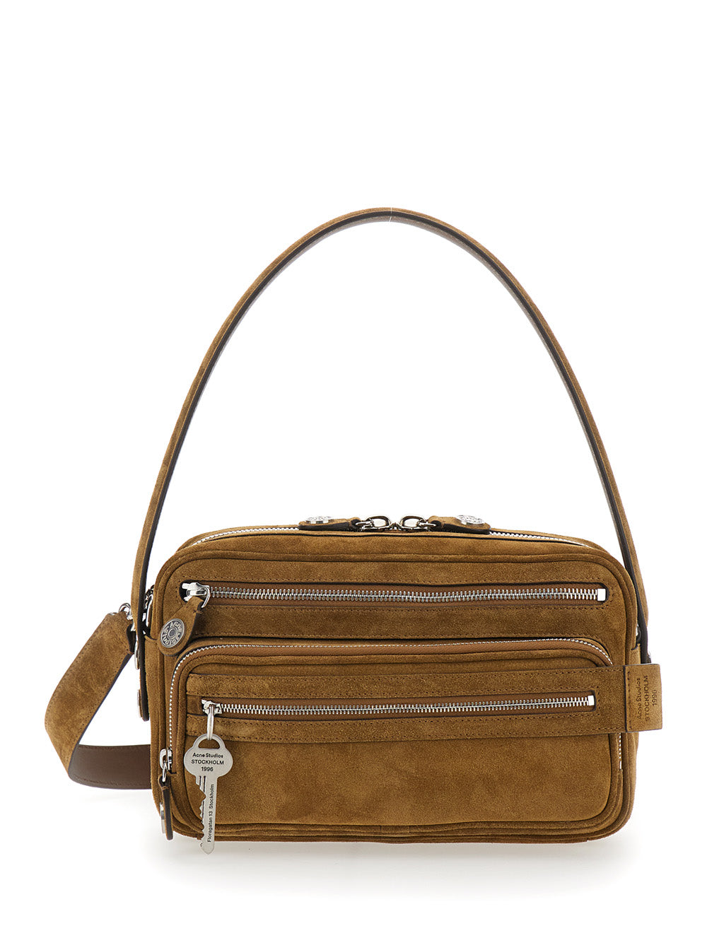 ACNE STUDIOS Acne Studios Women Crossbody Bag 'Camero Party' With Front Pockets In Brown Suede For Women