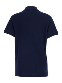 Ami Paris Men Polo With Classic Collar And Adc Embroidery On The Front In Blue Cotton For Women