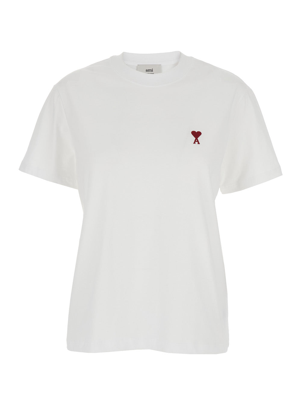 Ami Paris Men T-Shirt With Ami De Coeur Embroidery On The Front In White Cotton For Men