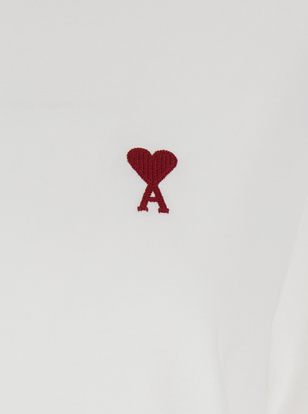 Ami Paris Men T-Shirt With Ami De Coeur Embroidery On The Front In White Cotton For Men