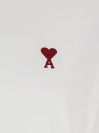 Ami Paris Men T-Shirt With Ami De Coeur Embroidery On The Front In White Cotton For Men