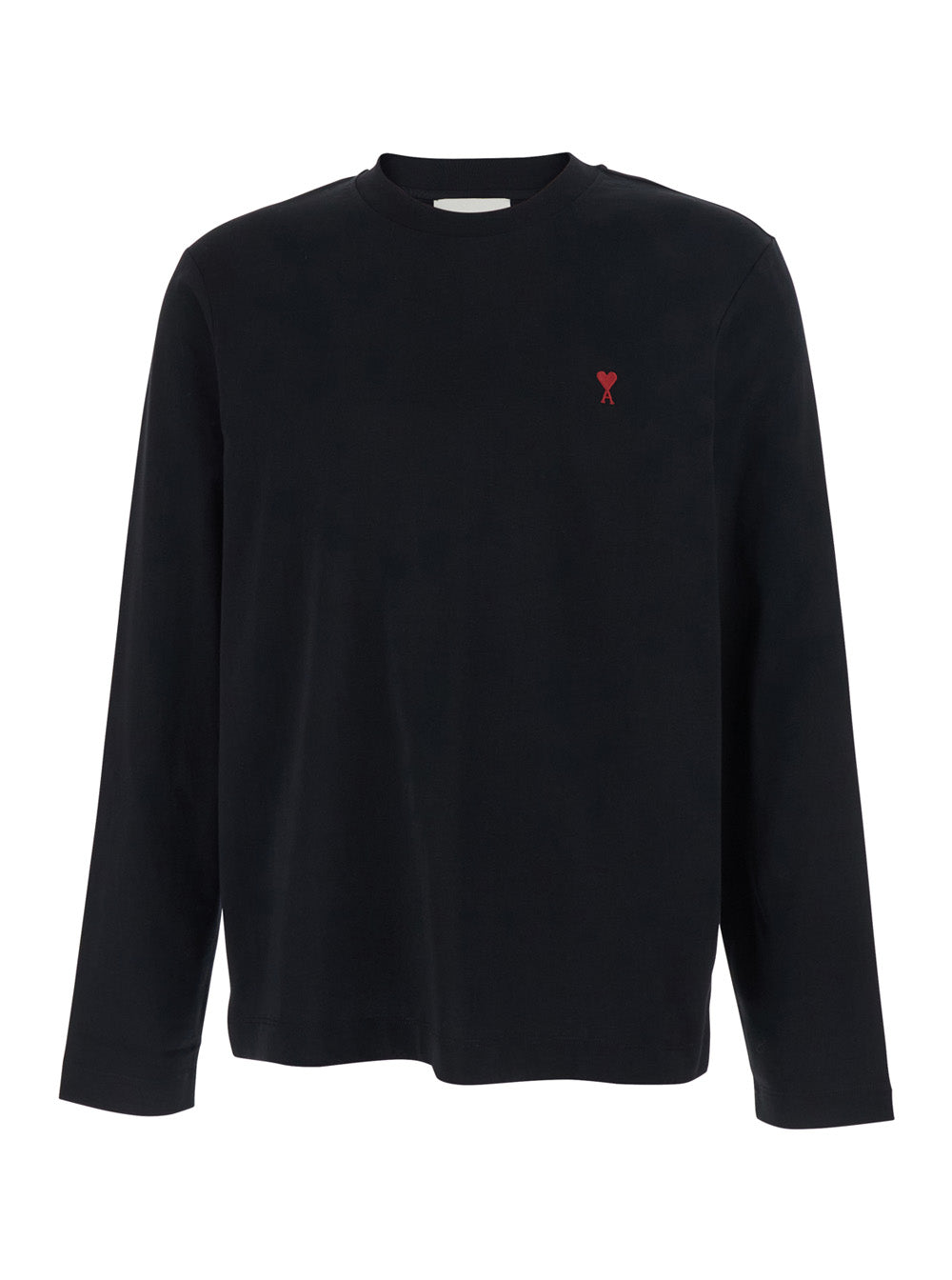 Ami Paris Men Long Sleeve T-Shirt With Ami De Coeur Logo On The Front In Black Cotton For Men