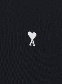 Ami Paris Men Polo Shirt With Ami De Coeur Logo Embroidered On The Front In Black Cotton For Men