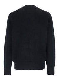 Ami Paris Men Crewneck Sweater With Adc Embroidery On The Front In Wool Blend Black Men