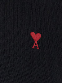 Ami Paris Men Crewneck Sweater With Adc Embroidery On The Front In Wool Blend Black Men