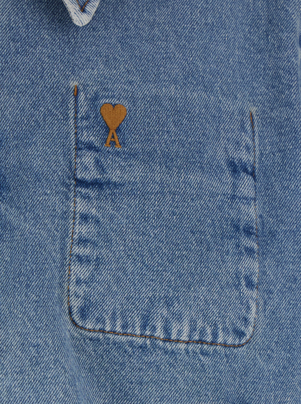 Ami Paris Men Jacket With Adc Embroidery On The Front And Logo Patch On The Back In Light Blue Denim For Men