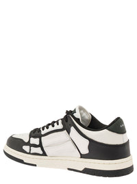 Amiri Men Sneaker 'Skel Top Low' With Skeleton Applications In White And Black Leather For Men