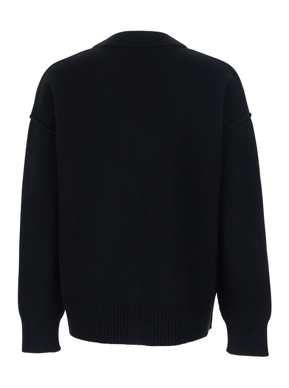 Ami Paris Men Cardigan With V-Neck And Adc Embroidery On Front In Black Wool For Men