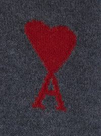 Ami Paris Men Crewneck Sweater With Dropped Shoulders And Adc Embroidery On The Front In Gray Wool For Men