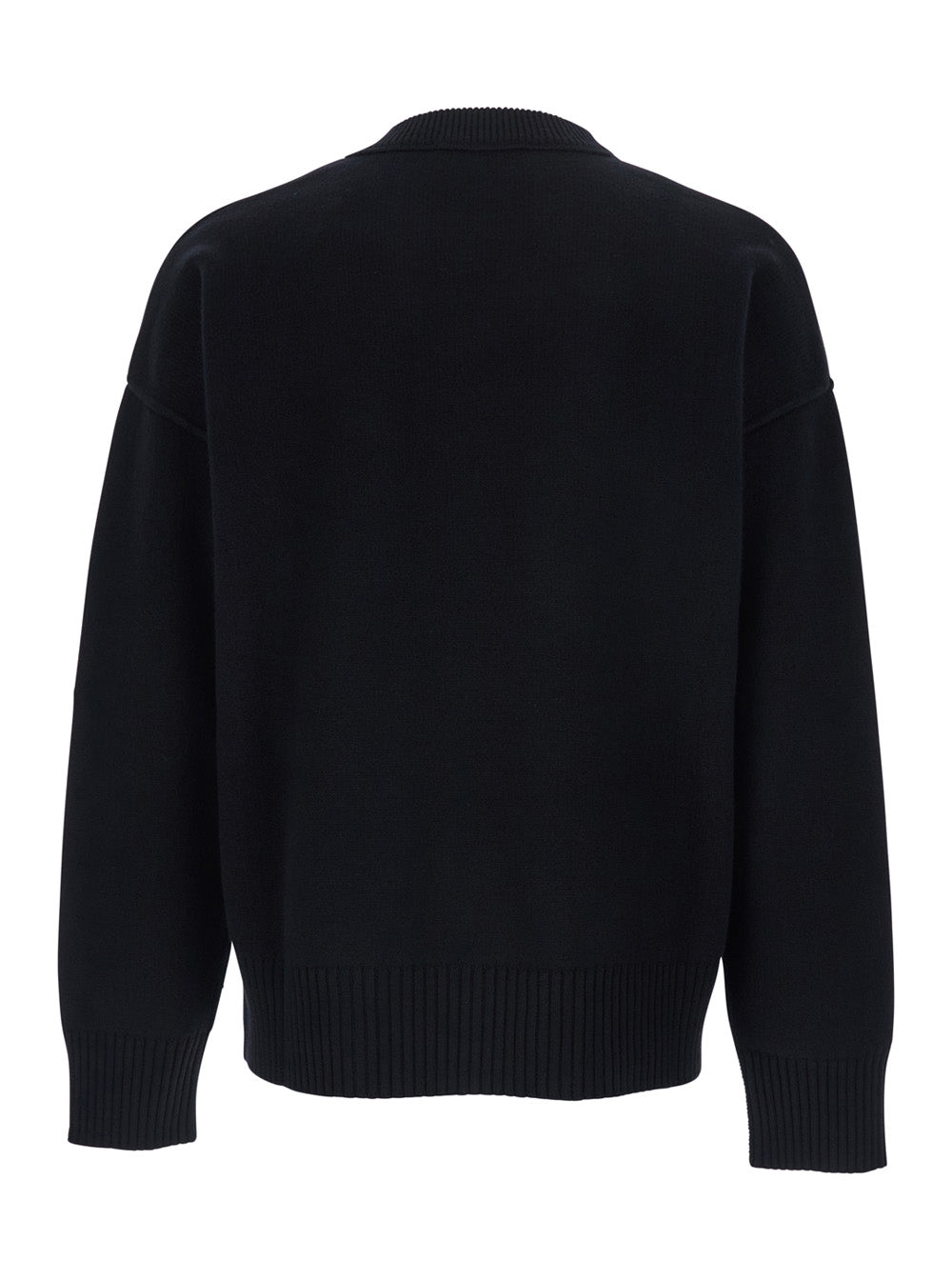 Ami Paris Men Crewneck Sweater With Adc Embroidery On The Front In Black Wool For Men