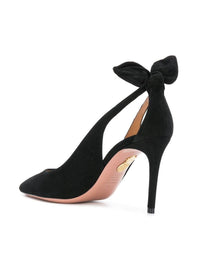 Aquazzura Women Pumps With Bow Detail And High Stiletto Heel In Black Suede For Women