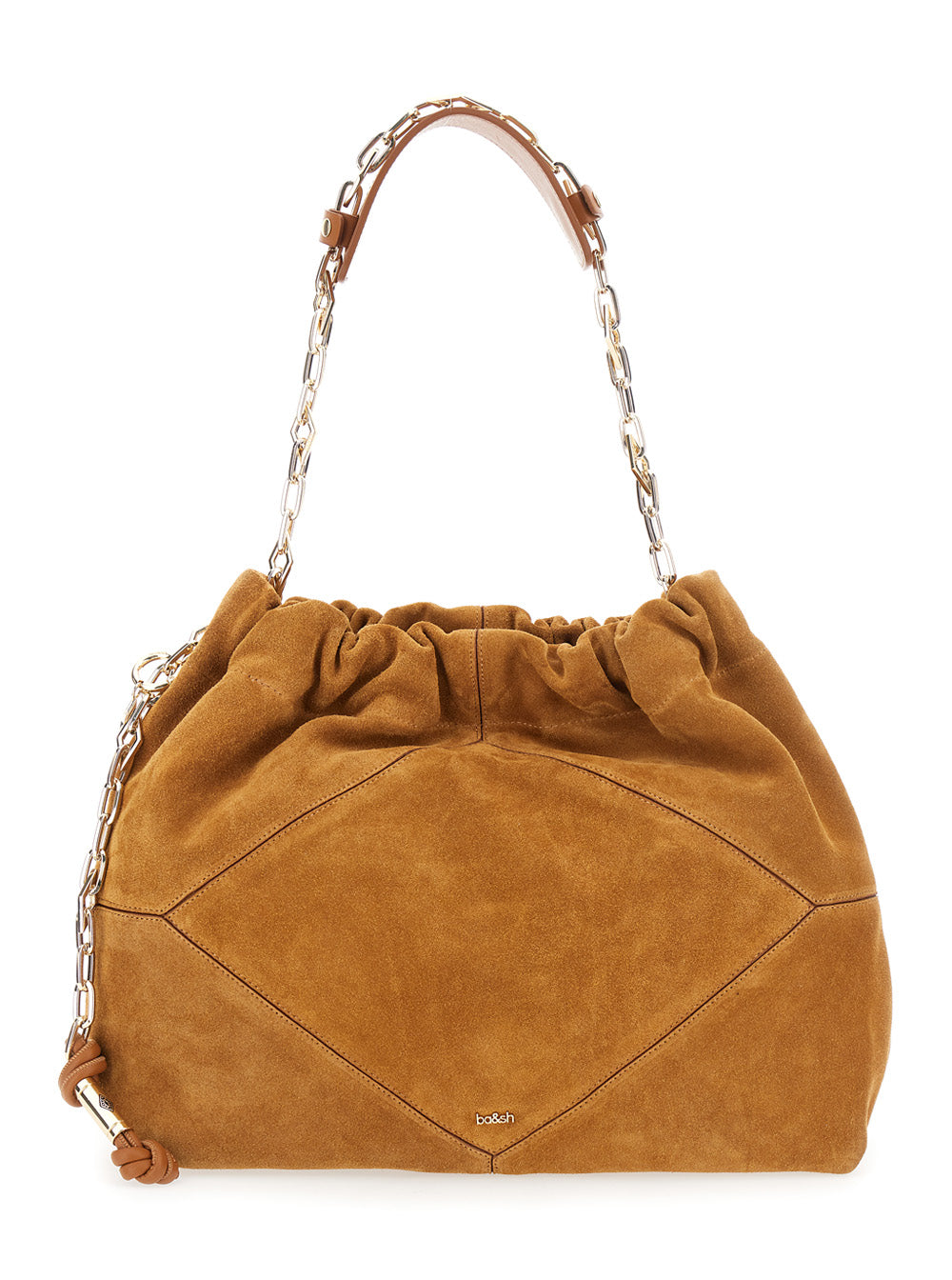 BA&SH Ba&Sh Women Shoulder Bag 'June' With Chain Strap And Logo On Front In Suede Beige Woman