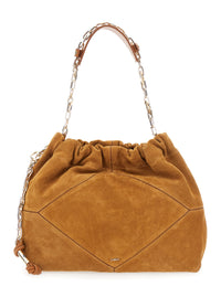 BA&SH Ba&Sh Women Shoulder Bag 'June' With Chain Strap And Logo On Front In Suede Beige Woman