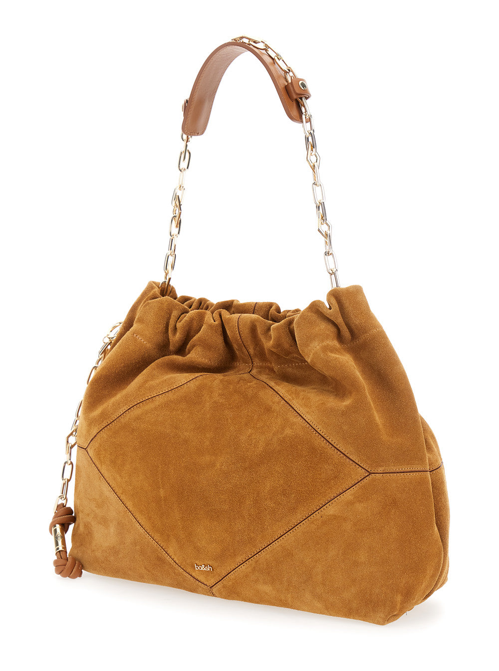 BA&SH Ba&Sh Women Shoulder Bag 'June' With Chain Strap And Logo On Front In Suede Beige Woman