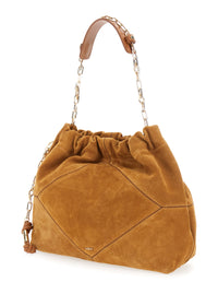 BA&SH Ba&Sh Women Shoulder Bag 'June' With Chain Strap And Logo On Front In Suede Beige Woman