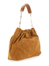 BA&SH Ba&Sh Women Shoulder Bag 'June' With Chain Strap And Logo On Front In Suede Beige Woman