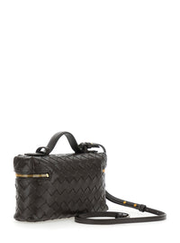 Bottega Veneta Women 'Bang Bang' Brown Vanity Case With Removable Shoulder Strap And Intreccio Motif In Leather For Women