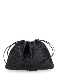 Bottega Veneta Women Shoulder Bag With Drawstring Closure And Intreccio Motif All-Over In Black Leather For Women