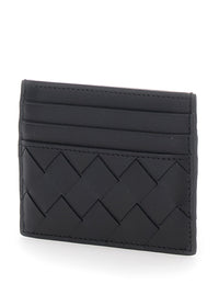 Bottega Veneta Men Card Holder With Intreccio Motif In Black Leather For Men