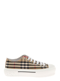 Burberry Women Sneakers With Iconic Vintage Check Motif In Beige Cotton For Women