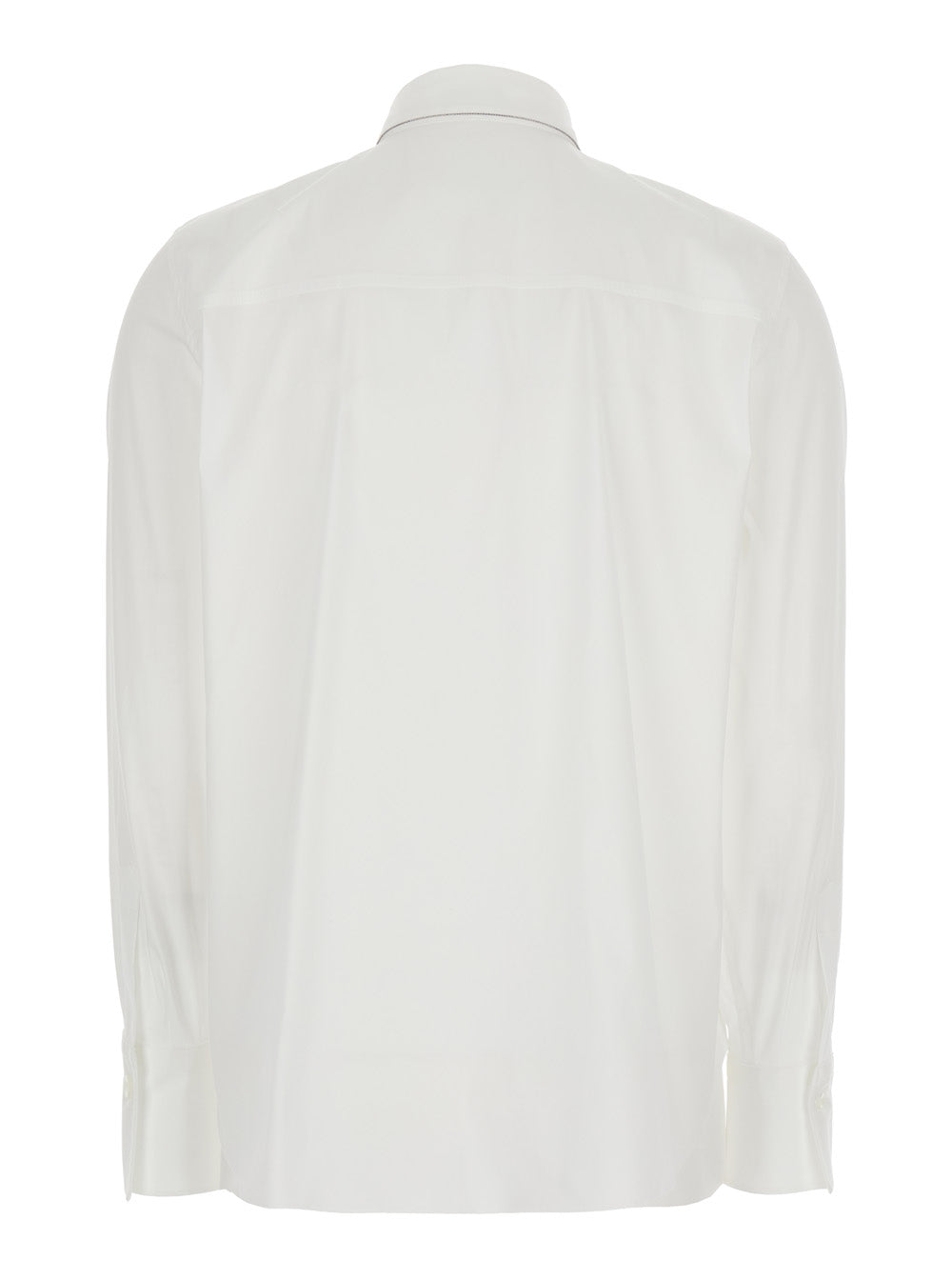 Brunello Cucinelli Women Shirt With Pointed Collar And Monile Detail White Women