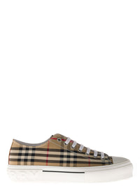 Burberry Men Sneakers With Vintage Check Print And Rubber Sole In Beige For Men