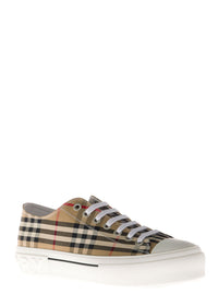Burberry Men Sneakers With Vintage Check Print And Rubber Sole In Beige For Men