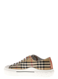 Burberry Men Sneakers With Vintage Check Print And Rubber Sole In Beige For Men
