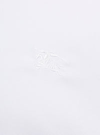 Burberry Men White Long Sleeve Shirt With Tone-On-Tone Embroidery In Stretch Cotton For Men
