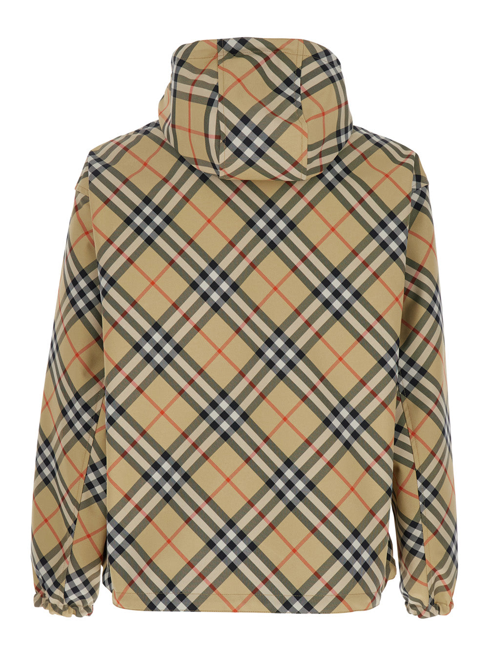 Burberry Men Reversible Jacket With Ekd Logo Embroidery And Check Motif Beige Men