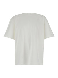 Bottega Veneta Men White Crew Neck T-Shirt With Embroidery On The Front In Cotton For Men