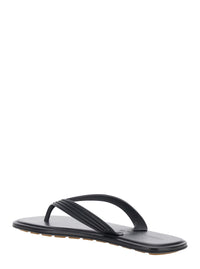 Bottega Veneta Men 'Sanpieri' Black Sandals With Thong Design And Flat Sole In Rubber For Men