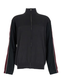 Balenciaga Men Black High-Neck Sweatshirt With Front Zip Closure And Logo Embroidery In Cotton For Men