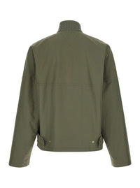 Bottega Veneta Men Green Bomber Jacket With Intreccio Motif On The Collar In Cotton For Men