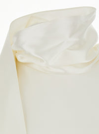 BOTTEGA VENETA Bottega Veneta Women White Sleeveless Top With Scarf Detail With Buttons In Stretch Silk For Women