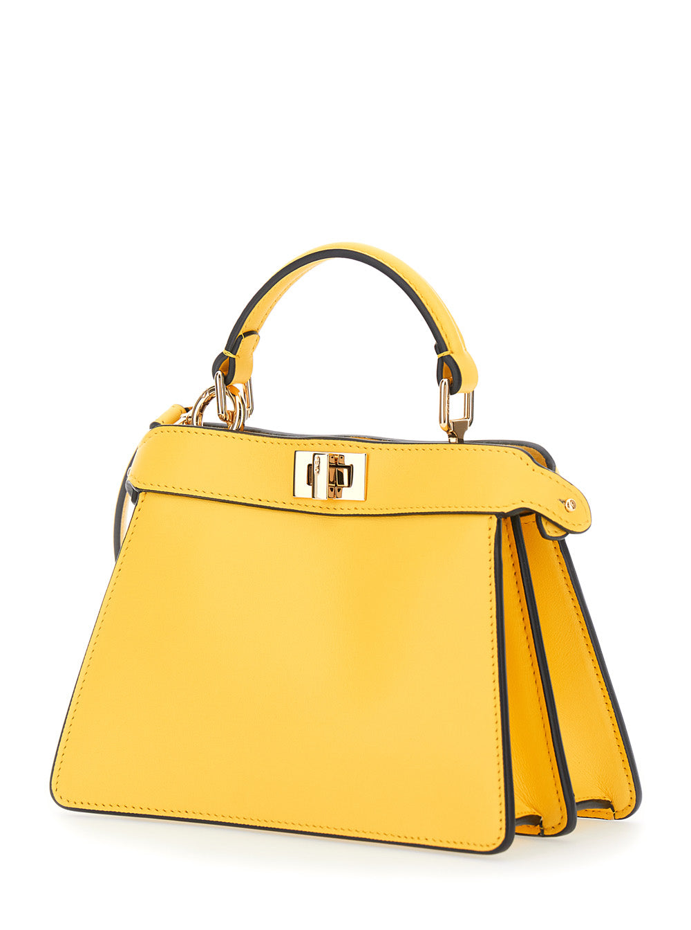 Fendi Women 'Peekaboo Iseeu Petite' Yellow Handbag With Turnlock Closure In Leather For Women