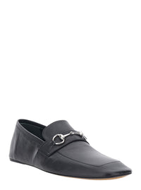 Gucci Men 'Edgar' Black Loafers With Semi-Square Toe And Horsebit On The Front In Smooth Leather For Men