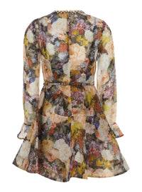Zimmermann Women 'Alchemy' Multicolor Mini Dress With All-Over Print And Front Belt In Linen And Silk For Women