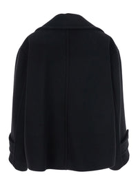 Chloé Women Double-Breasted Jacket With Notched Revers And Dropped Shoulders In Wool Blend Black Women