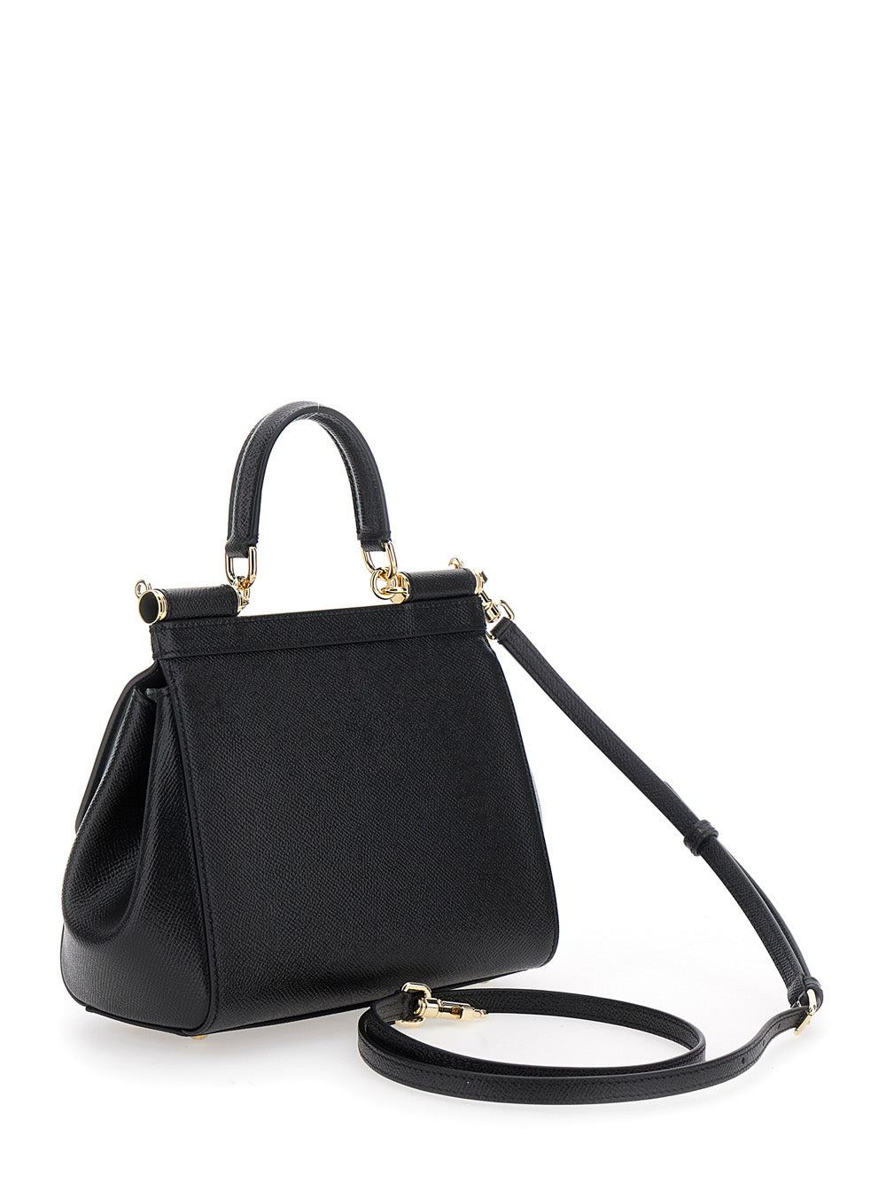DOLCE & GABBANA Dolce & Gabbana Women 'Sicily Medium' Black Bag With Logo On The Front In Leather Women
