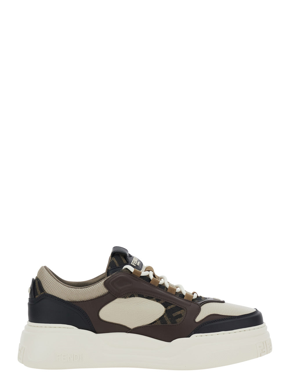 FENDI Fendi Men Sneaker 'Force' With Ff Jacquard Details And Multicolored Chunky Leather Sole For Men