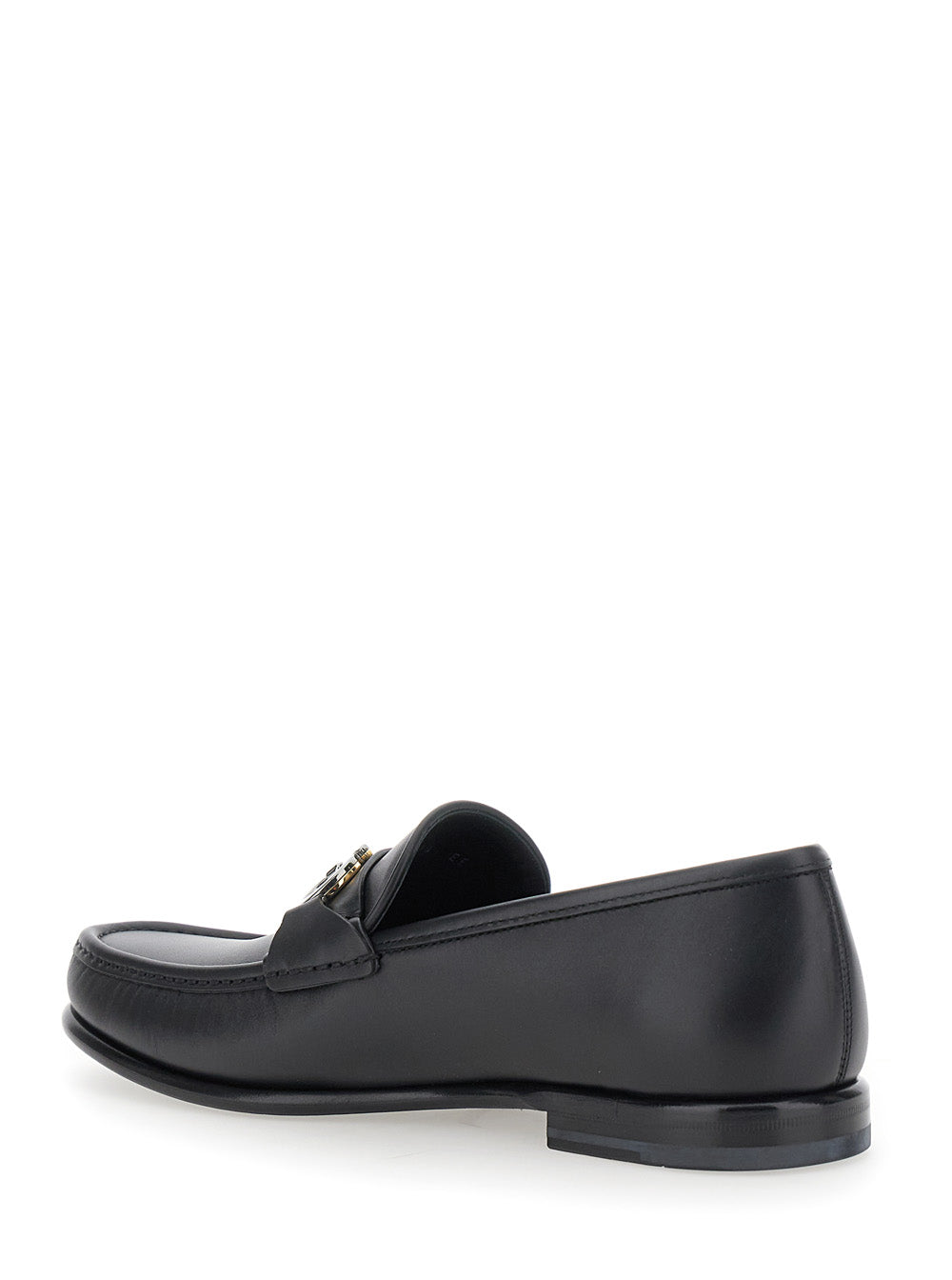 Ferragamo Men Loafers 'Avril' With Gancini Plaque On The Front In Black Leather For Men